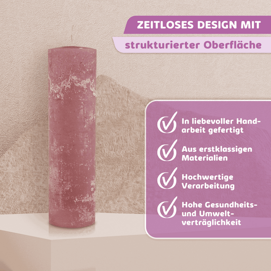 Rustic Stumpenkerze-Rohling - Zur Deko oder zum Basteln € Kerzenrohling Grau-20x7 WikaKerzen