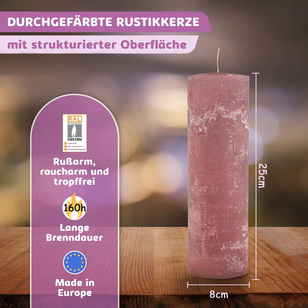 Rustic Stumpenkerze-Rohling - Zur Deko oder zum Basteln € Kerzenrohling Grau-20x7 WikaKerzen