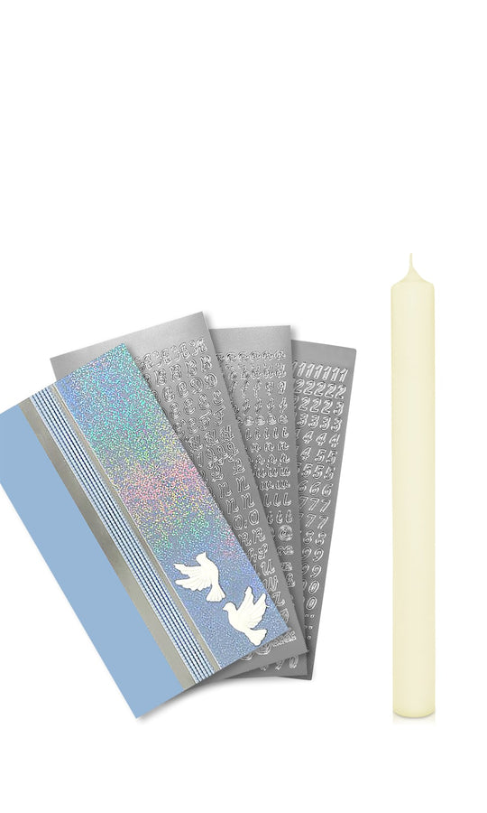 Taufkerze selber Machen Set (Blau,40x4cm,Creme)