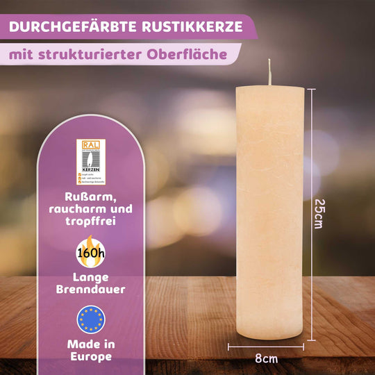 Rustic Stumpenkerze-Rohling - Zur Deko oder zum Basteln € Kerzenrohling Grau-20x7 WikaKerzen