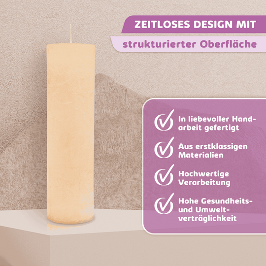 Rustic Stumpenkerze-Rohling - Zur Deko oder zum Basteln € Kerzenrohling Grau-20x7 WikaKerzen
