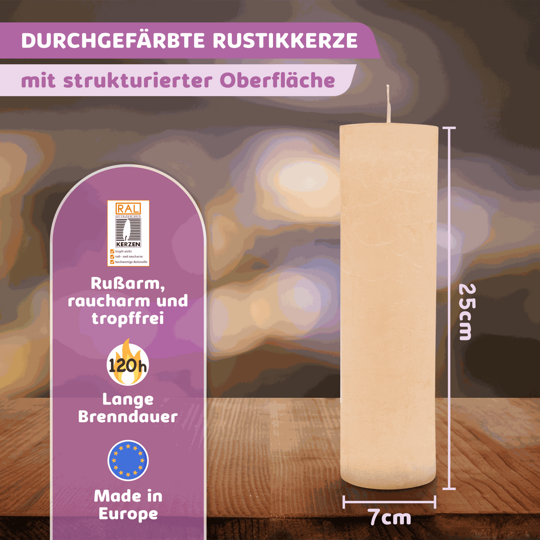 Rustic Stumpenkerze-Rohling - Zur Deko oder zum Basteln € Kerzenrohling Grau-20x7 WikaKerzen