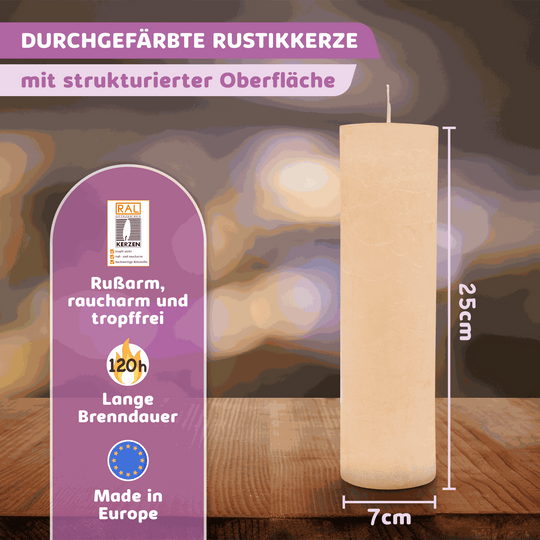 Rustic Stumpenkerze-Rohling - Zur Deko oder zum Basteln € Kerzenrohling Grau-20x7 WikaKerzen