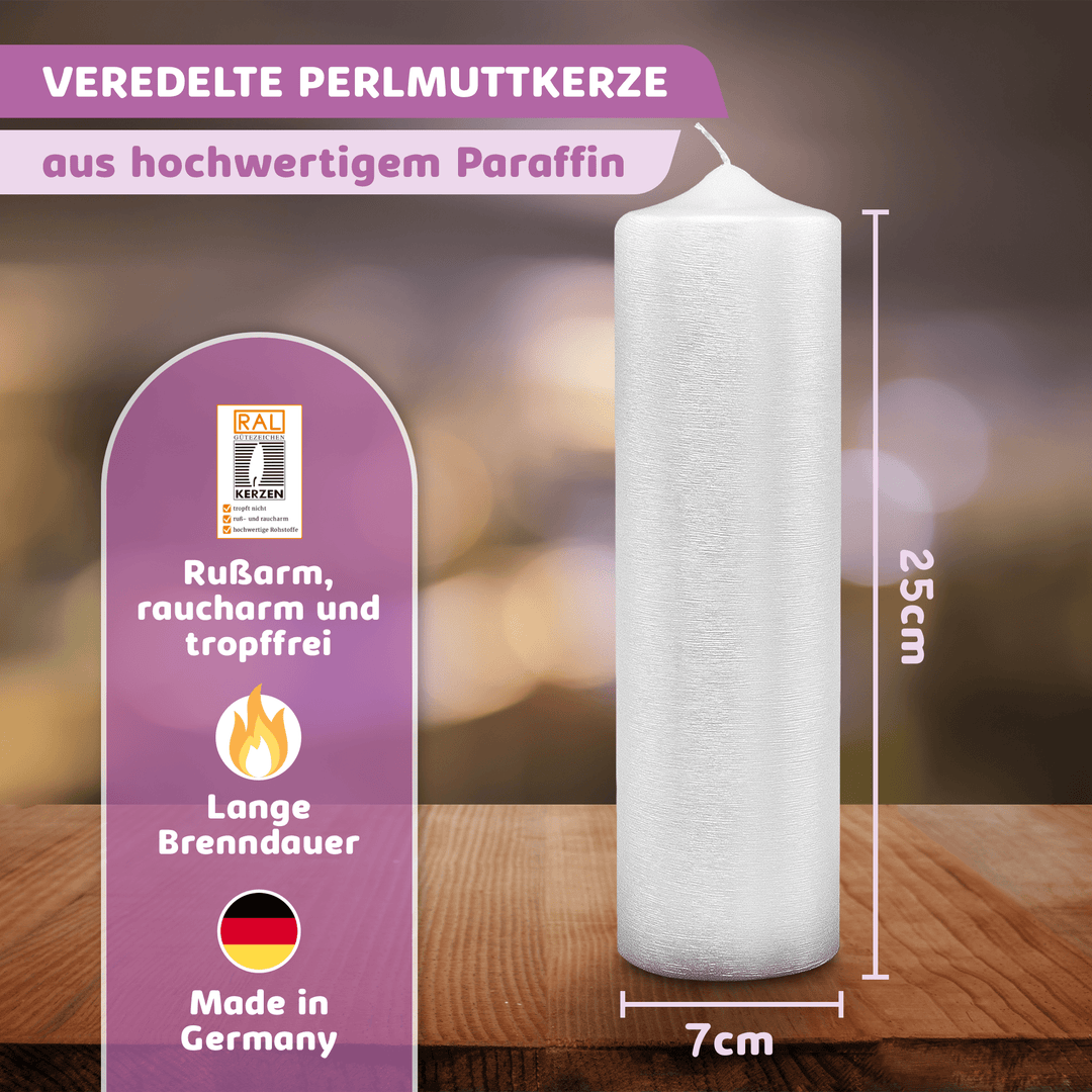 DIY Stumpenkerze-Rohling - Zum Basteln & Verzieren - Perlmutt