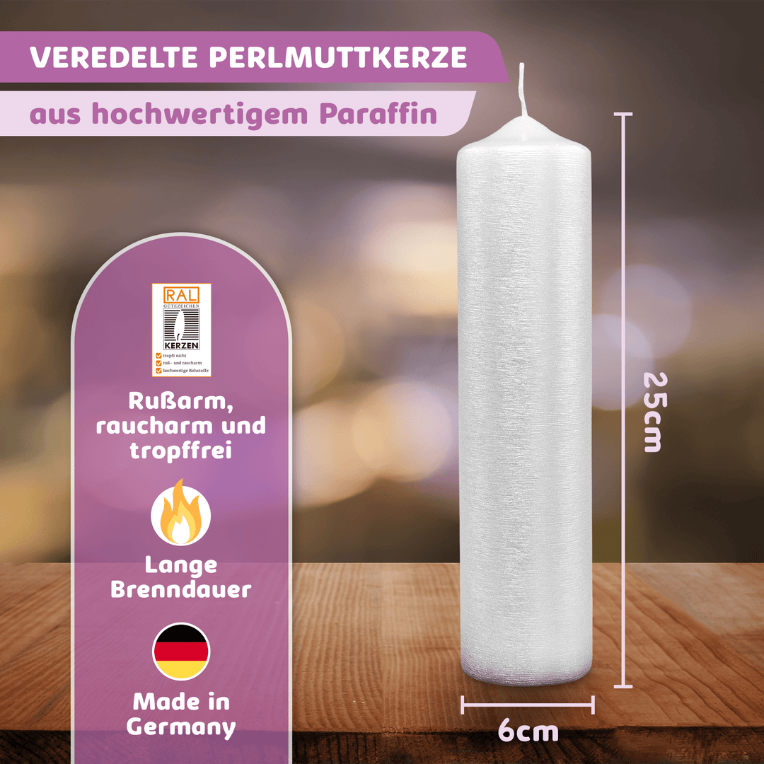 DIY Stumpenkerze-Rohling - Zum Basteln & Verzieren - Perlmutt