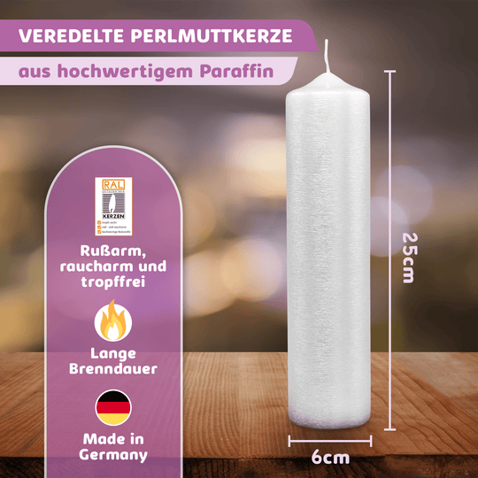 DIY Stumpenkerze-Rohling - Zum Basteln & Verzieren - Perlmutt