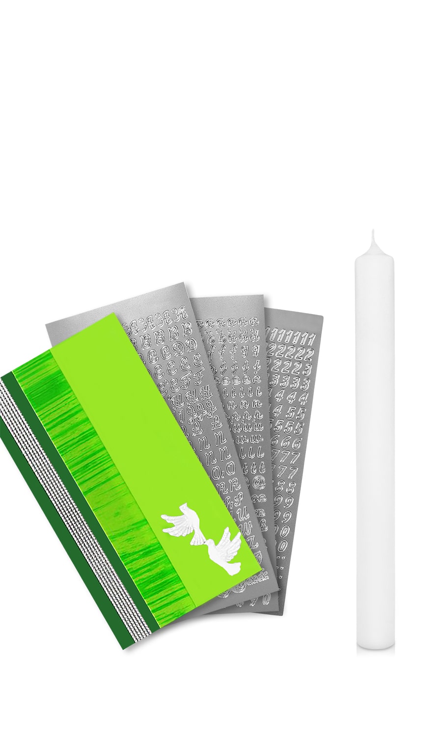 Taufkerze selber Machen Set (Grün,40x4cm,Weiß)