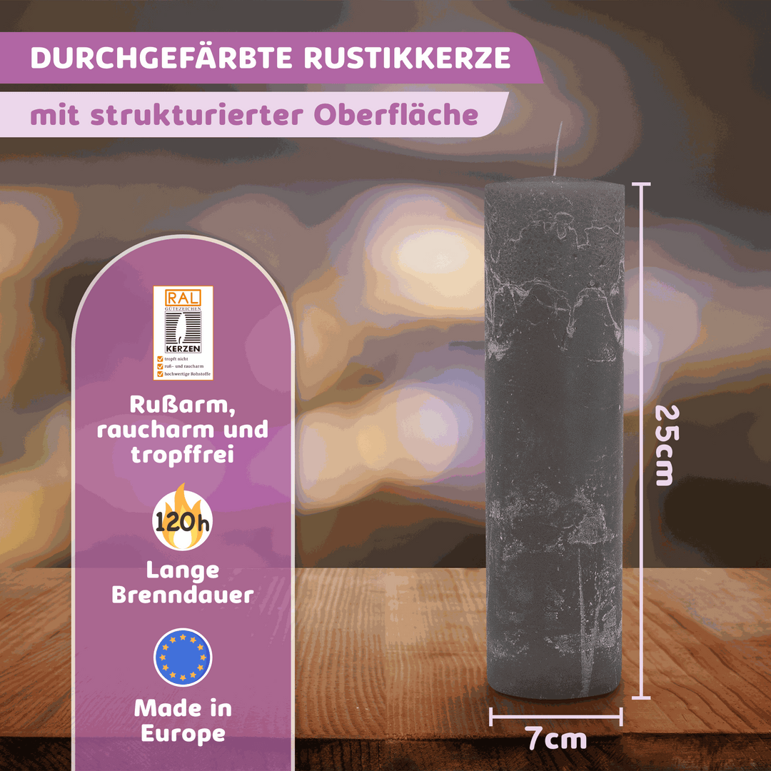 Rustic Stumpenkerze-Rohling - Zur Deko oder zum Basteln € Kerzenrohling Grau-20x7 WikaKerzen