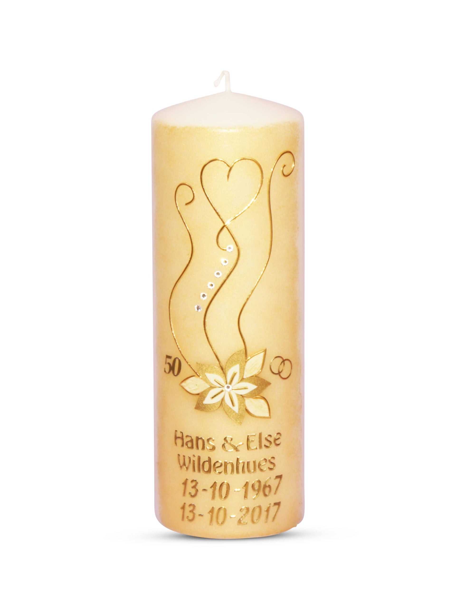Hochzeitskerze Gold 50 Blume Brautkerze Traukerze € Hochzeit Silber / Gold WKHK003 WikaKerzen