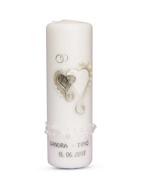 Hochzeitskerze Herz Silber
