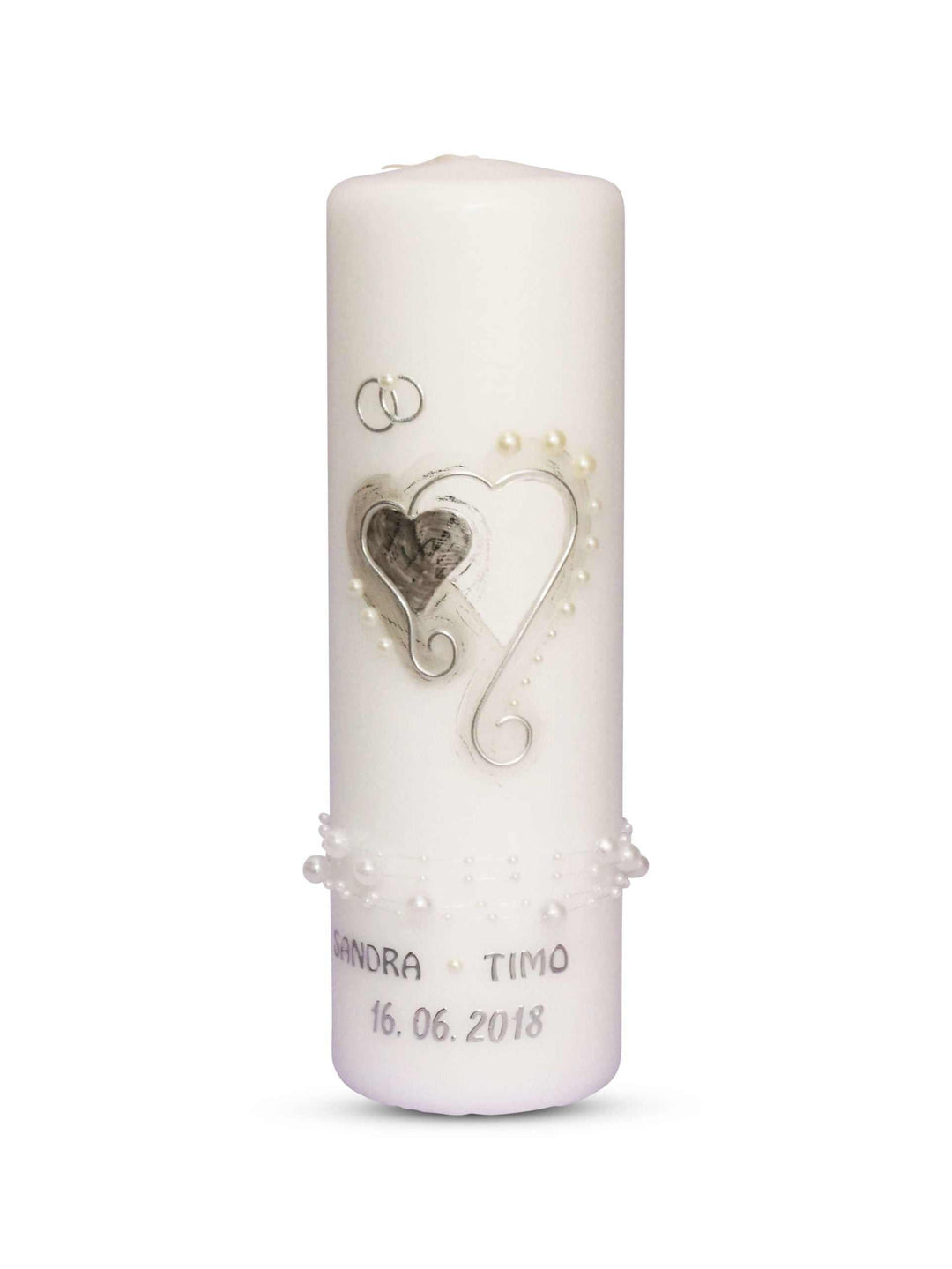 Hochzeitskerze Herz Silber