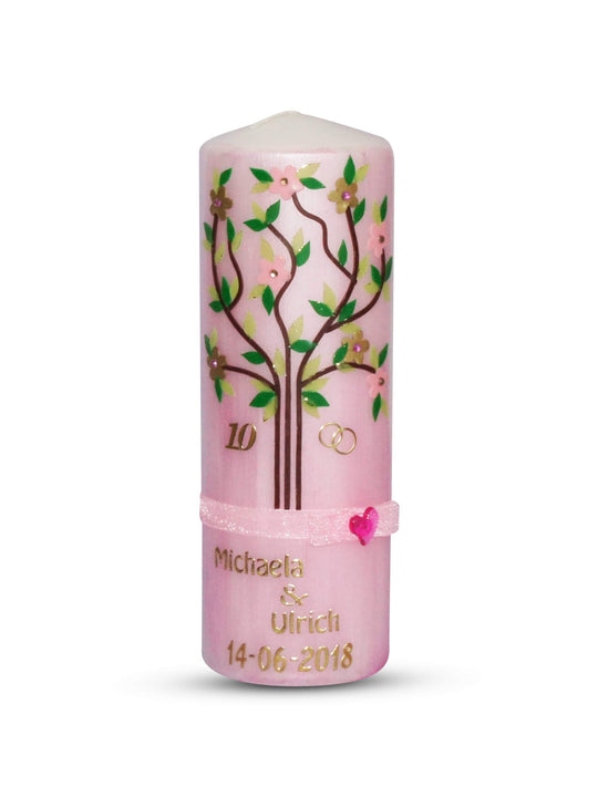 Hochzeitskerze Rosenhochzeit Rosa Lebensbaum