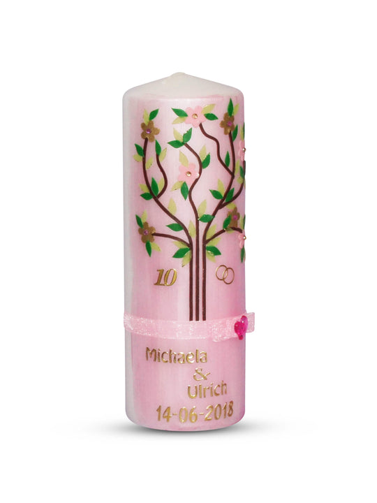 Hochzeitskerze Rosenhochzeit Rosa Lebensbaum