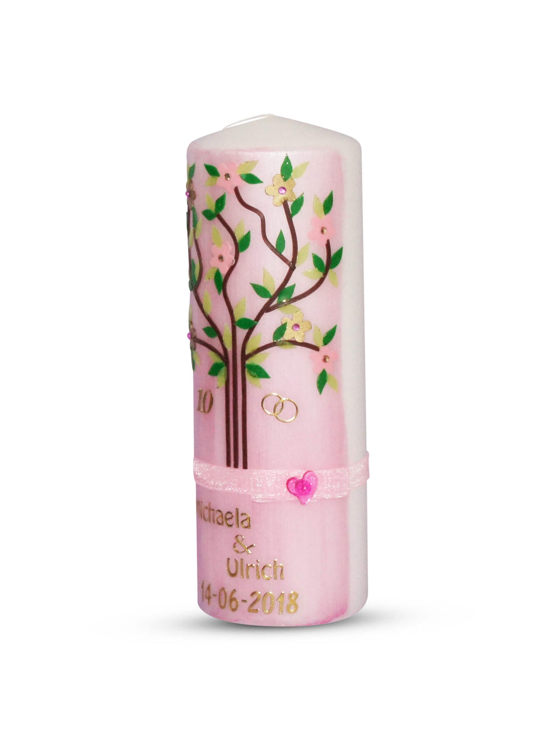 Hochzeitskerze Rosenhochzeit Rosa Lebensbaum