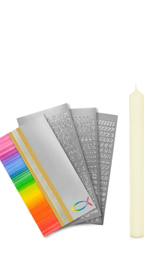 Taufkerze selber Machen Set (Regenbogen,40x4cm,Creme)