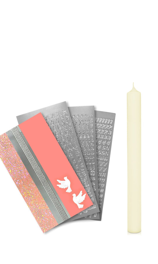 Taufkerze selber Machen Set (Rosa,40x4cm,Creme)