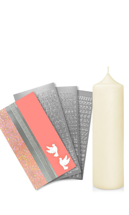 Taufkerze selber Machen Set (Rosa,25x7cm,Creme)