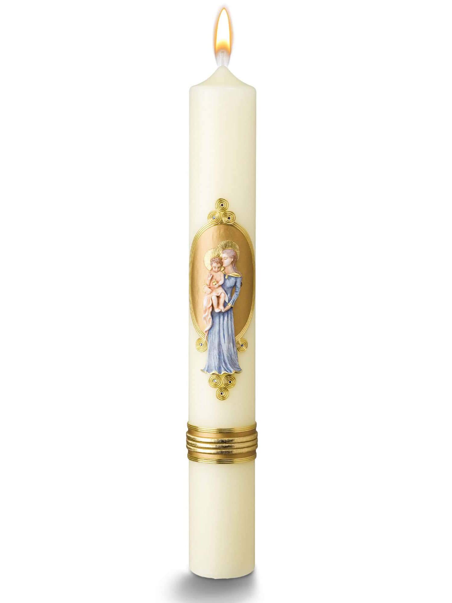 Exklusive Marienkerzen im Gold-G-Design – Perfekt für Andachtsfeiern und spirituelle Momente € Marienkerzen Gold-G WikaKerzen