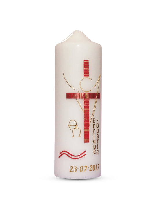 Taufkerze Engel Rot Gold