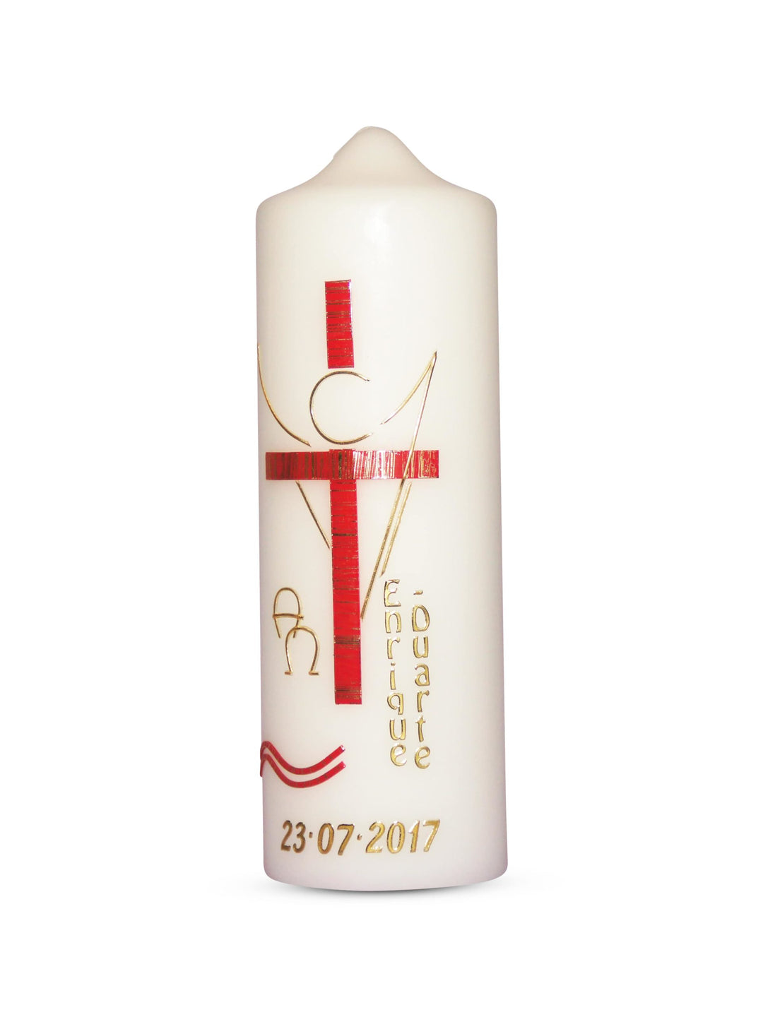 Taufkerze Engel Rot Gold