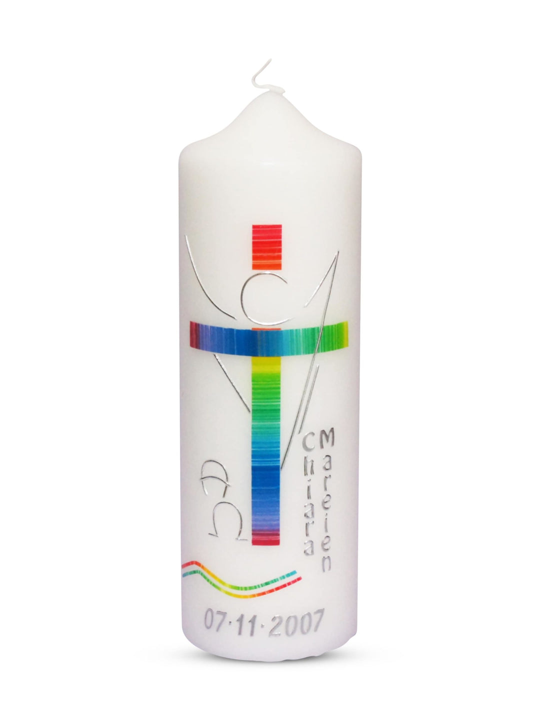 Taufkerze Engel Regenbogen 1 Silber