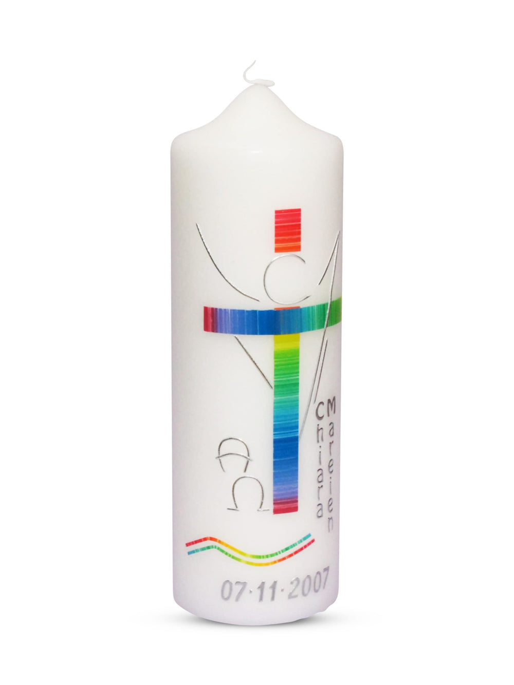 Taufkerze Engel Regenbogen 1 Silber