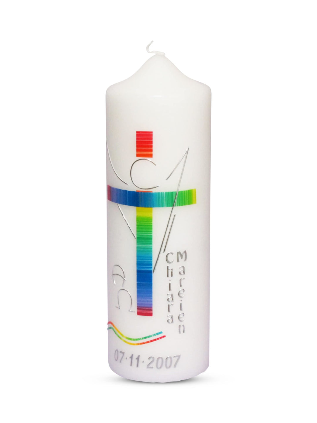 Taufkerze Engel Regenbogen 1 Silber