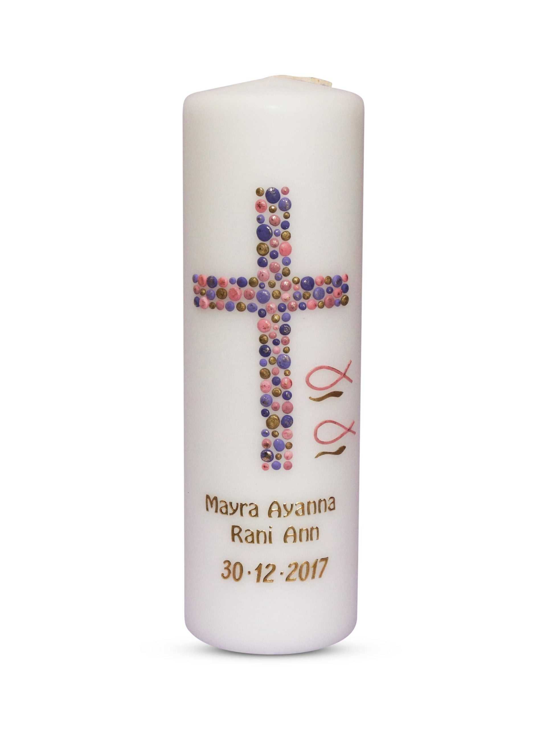 Taufkerze Mädchen Kreise 6 € Taufkerze WKTH032 WikaKerzen