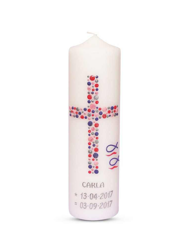 Taufkerze Mädchen Junge Kreuz Kreise 14 € Lebenskerze Jungen WKTH006 WikaKerzen