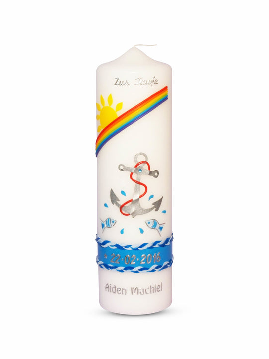 Taufkerze Anker blau Taufkerzen Mädchen und Junge