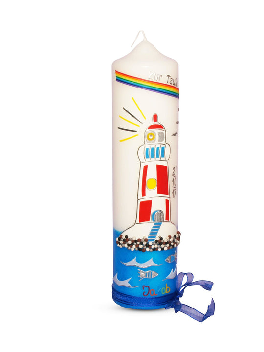 Taufkerze Leuchtturm 2