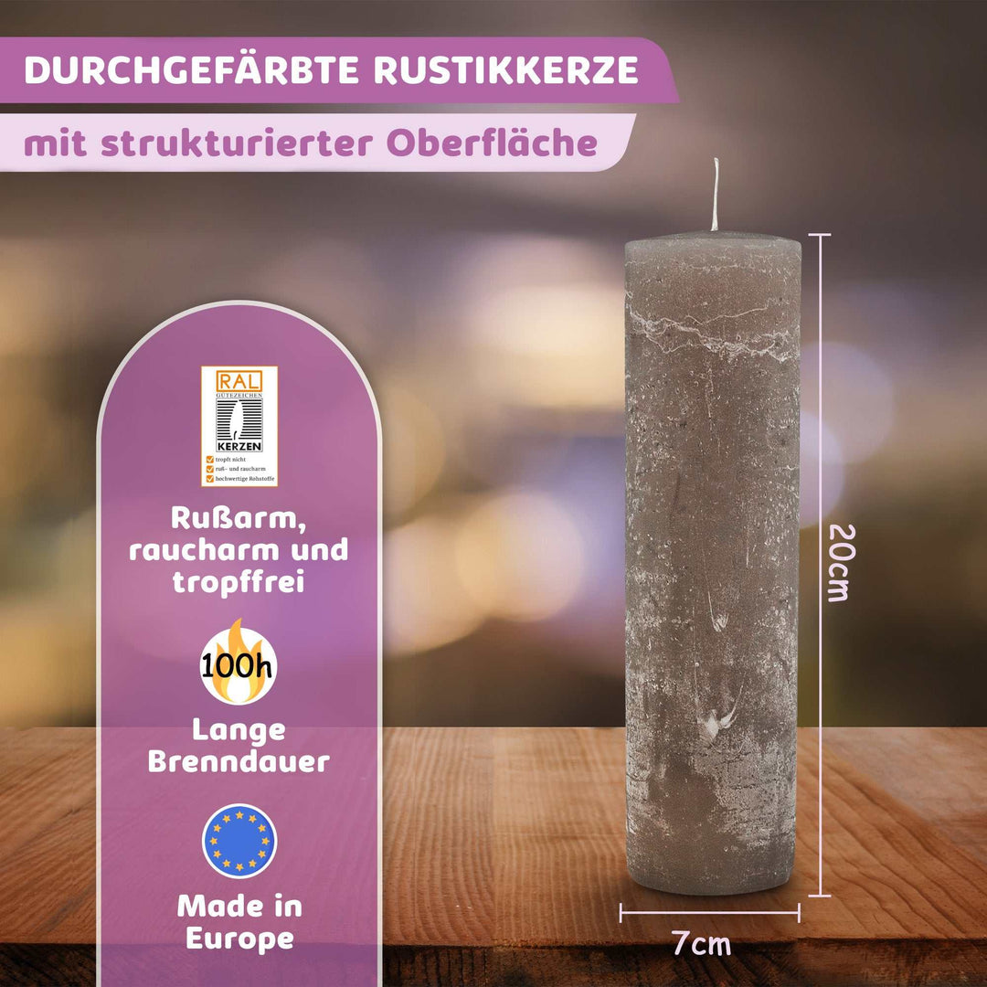 Rustic Stumpenkerze-Rohling - Zur Deko oder zum Basteln € Kerzenrohling Grau-20x7 WikaKerzen