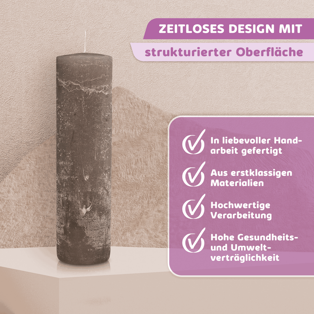 Rustic Stumpenkerze-Rohling - Zur Deko oder zum Basteln € Kerzenrohling Grau-20x7 WikaKerzen