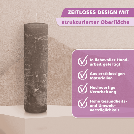 Rustic Stumpenkerze-Rohling - Zur Deko oder zum Basteln € Kerzenrohling Grau-20x7 WikaKerzen