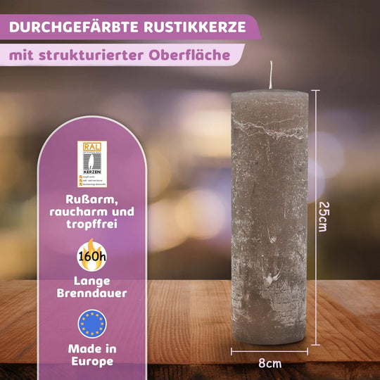 Rustic Stumpenkerze-Rohling - Zur Deko oder zum Basteln € Kerzenrohling Grau-20x7 WikaKerzen