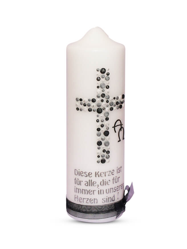 Trauerkerze u. Gedenkkerze Kreuz