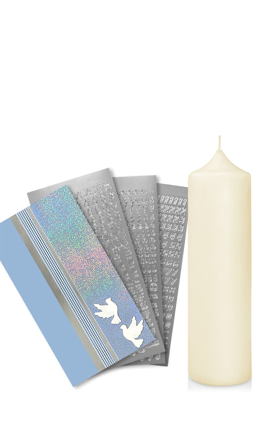 Taufkerze selber Machen Set (Blau,25x7cm,Creme) € Basteln DA-MOTD-2IL4 WikaKerzen