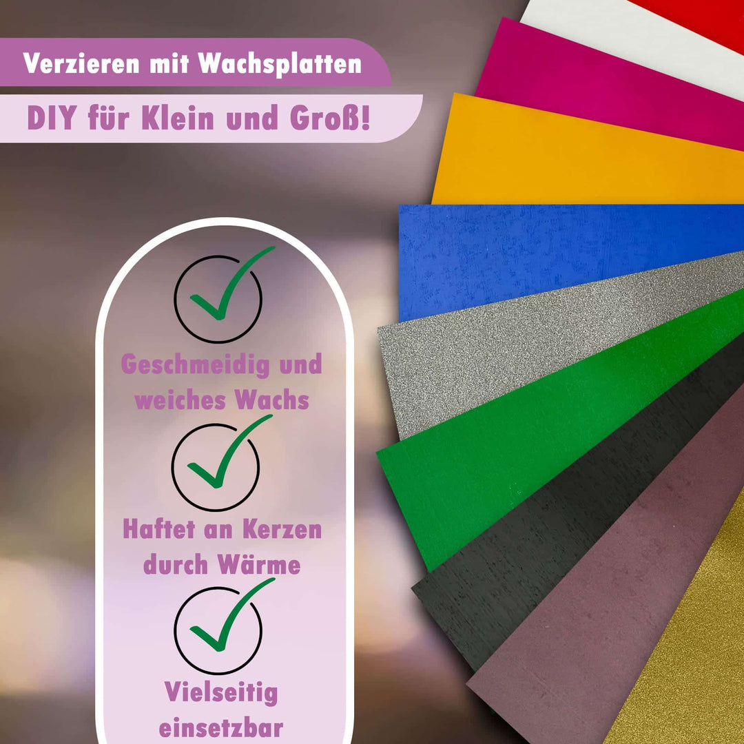 Wachsplatten zum Verzieren von Kerzen Farben-Sortiment