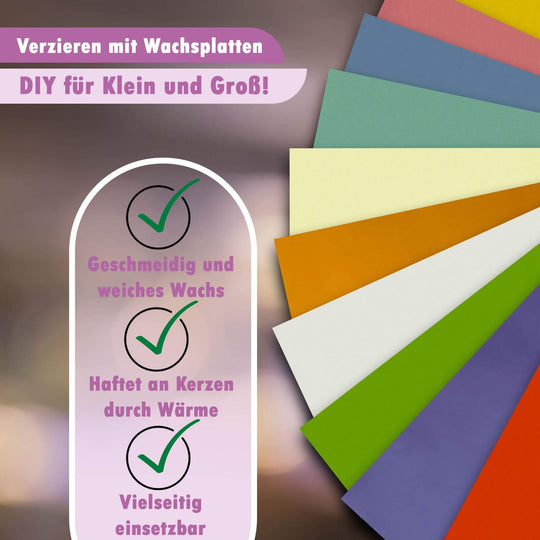Wachsplatten zum Verzieren von Kerzen Pastell-Sortiment