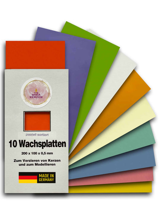 Wachsplatten zum Verzieren von Kerzen Pastell-Sortiment