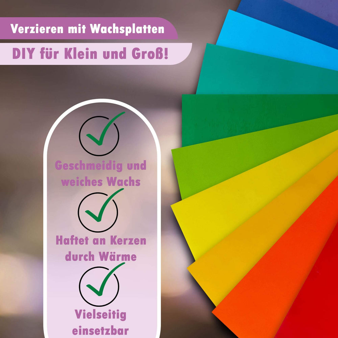 Wachsplatten zum Verzieren von Kerzen Regenbogen