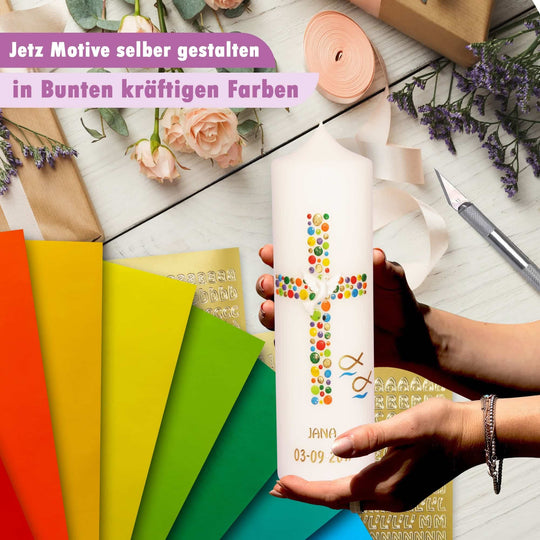 Wachsplatten zum Verzieren von Kerzen Regenbogen