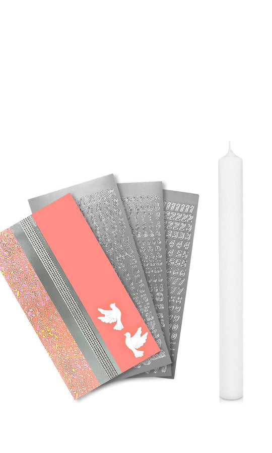 Taufkerze selber Machen Set (Rosa,40x4cm,Weiß)