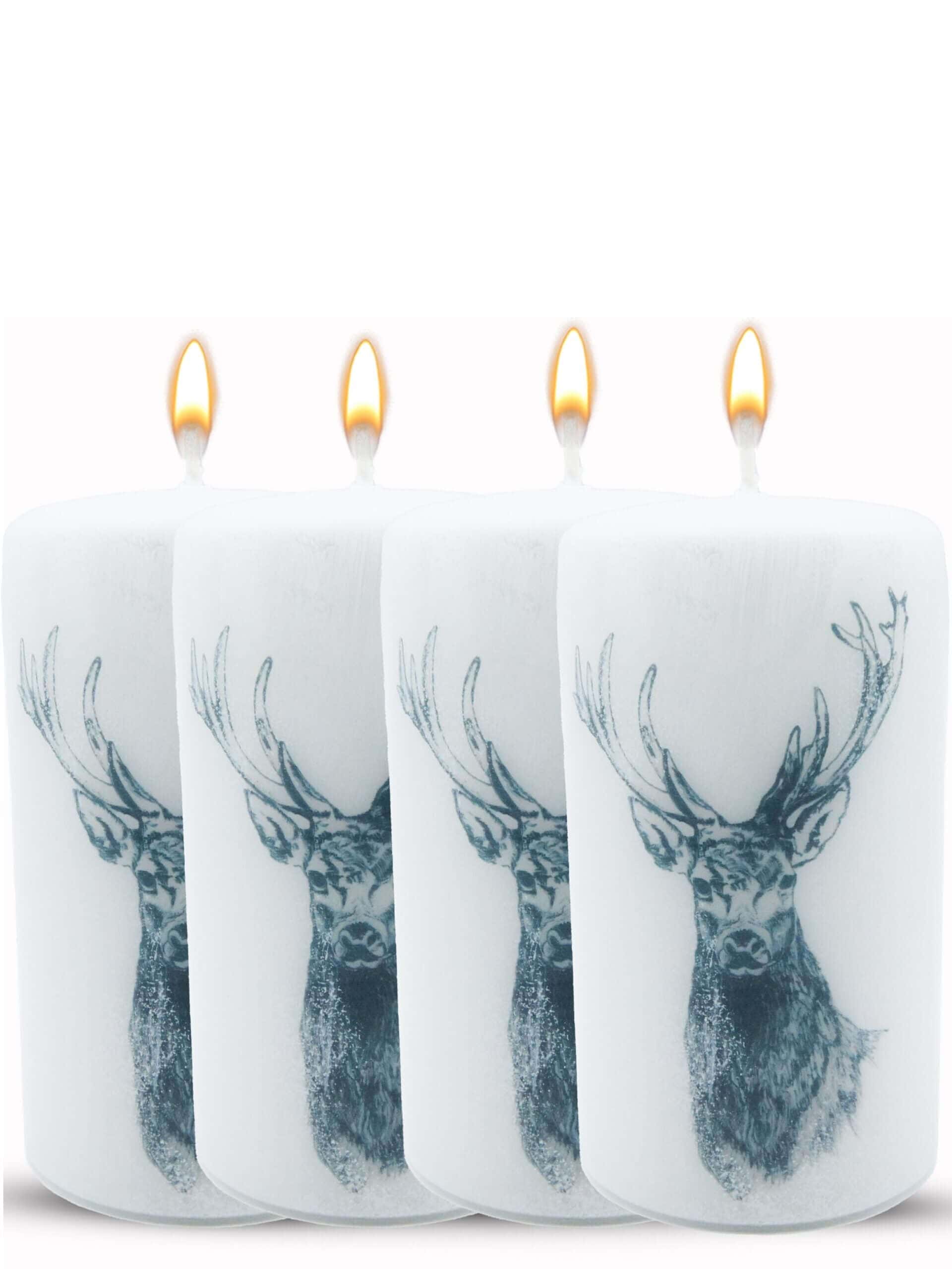 Weihnachtskerze für Adventskranz 4er Set 13x7cm Hirsch ideal als Tisch-Deko € 4er Adventskerze Advent-Hirsch WikaKerzen