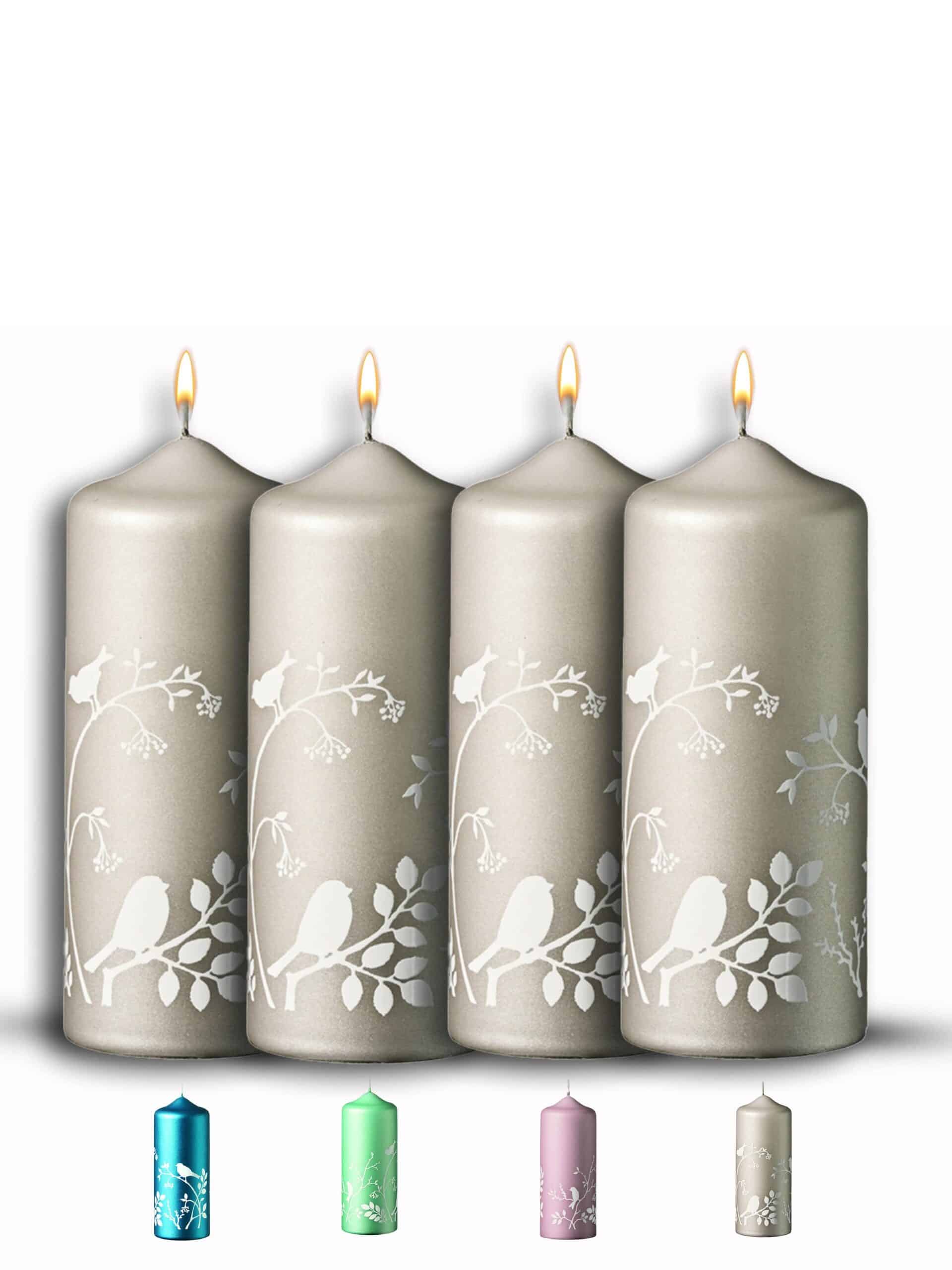 Winter-Wonderland Stumpenkerze 4er Set Weihnachtskerzen 15x6cm Stein € 4er Adventskerze Winter-Wondet-Stein WikaKerzen