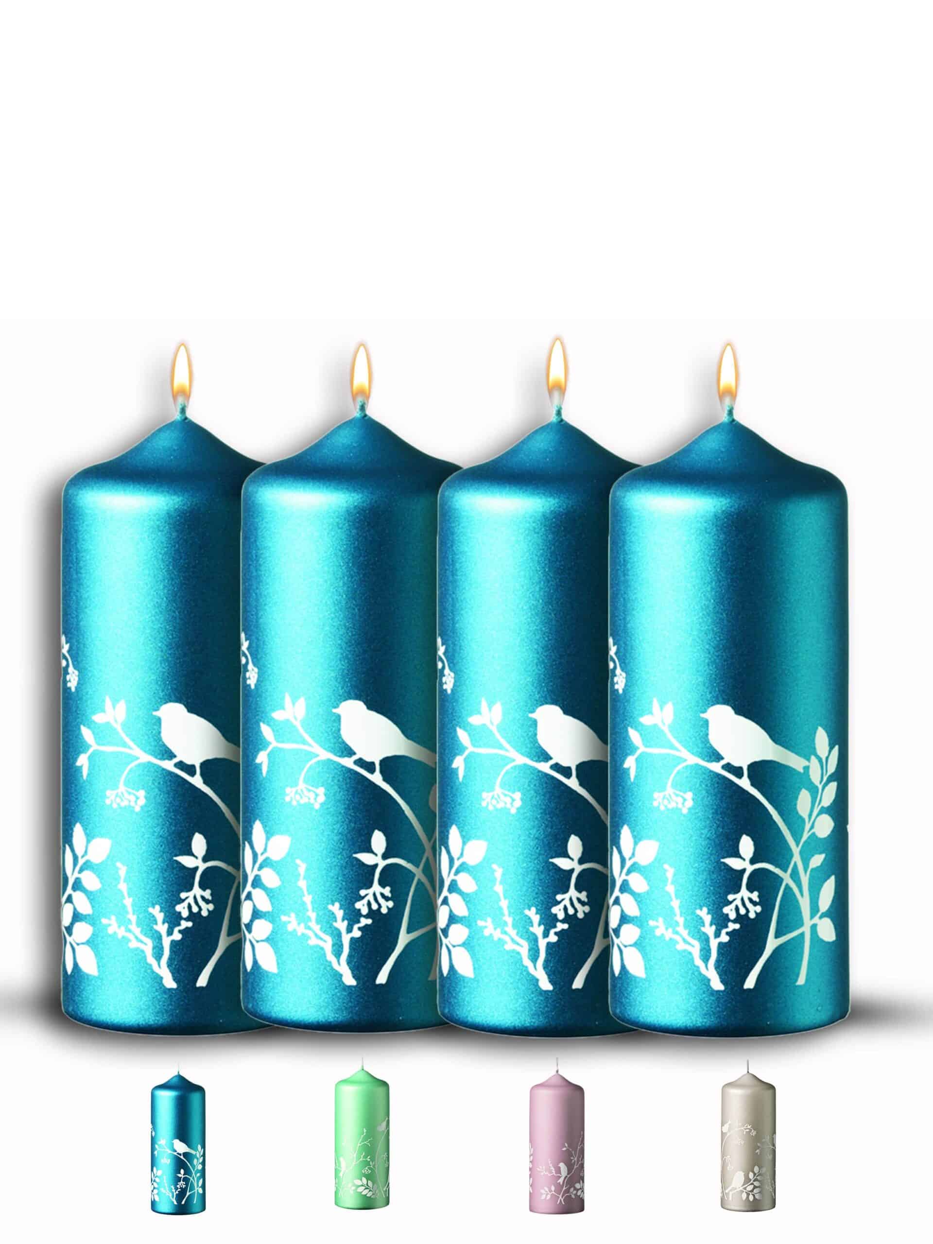 Winter-Wonderland Stumpenkerze 4er Set Weihnachtskerzen 15x6cm Royalblau € 4er Adventskerze Winter-Wondet-Royalblau WikaKerzen