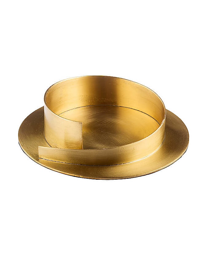 Kerzenhalter Weiß/Gold Metall für ⌀10 cm Kerze Außen ⌀14cm Taufkerze Kommunion 