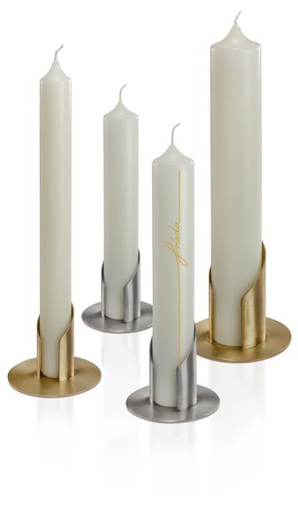 Handarbeit. Kerzenhalter Kerzenständer Kerzenleuchter für Taufkerze Kommunionkerze Silber matt D 6 cm